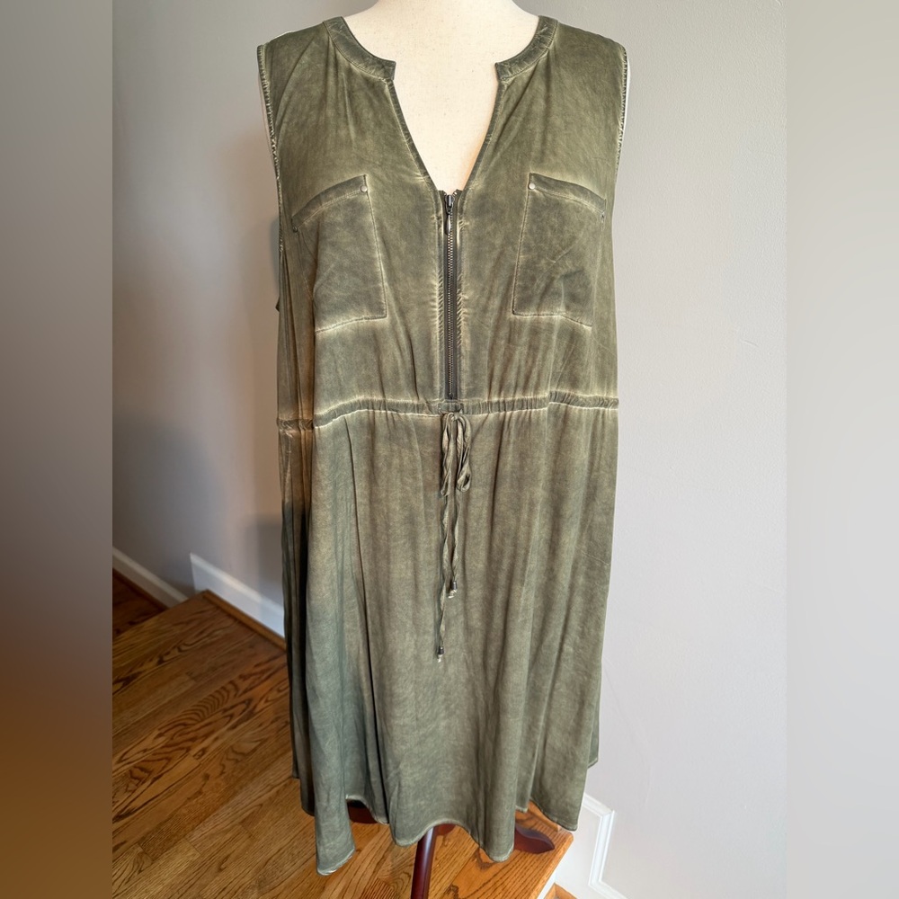 NWT Torrid Olive Wash Challis Zip-Front Shirtdress - Torrid Size 3 (22-24, 3X)